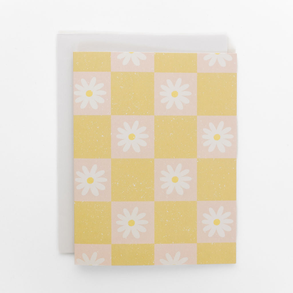 checkered daisy card hand designed in fraser valley