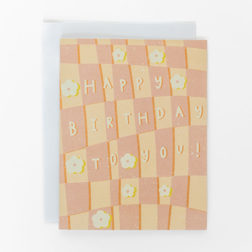 retro happy birthday to you greeting card hand designed by fraser valley artist