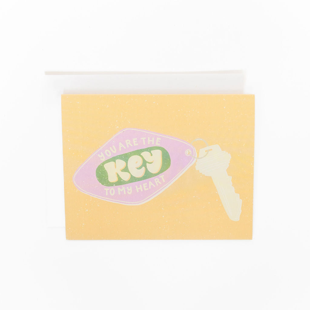 you are the key to my heart card with keychain illustration hand designed by fraser valley artist