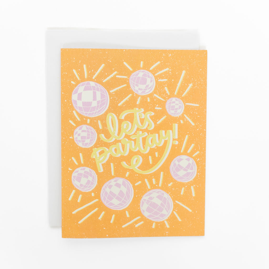 let's party disco ball card hand designed by fraser valley artist