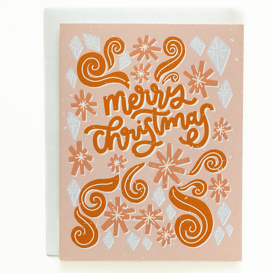 Pink Merry Christmas Holiday Card