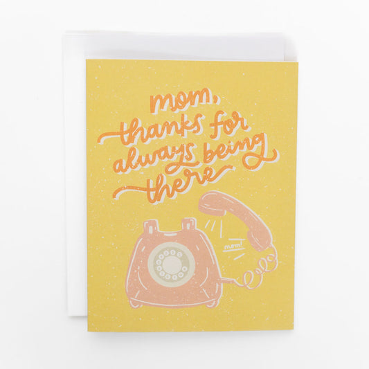 mom, thanks for being there card with retro phone hand designed by fraser valley artist